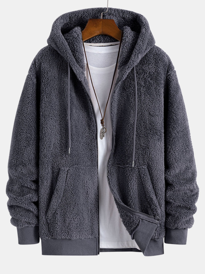 Basic Teddy Zip Up Hoodie