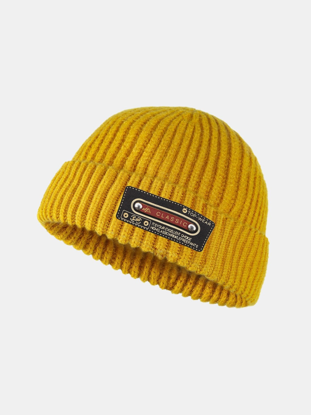 Solid Kleur Slogan Patch Gebreide Beanie Hoed