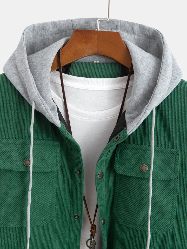 Gevoerde Corduroy Gewatteerde Jas met Kap