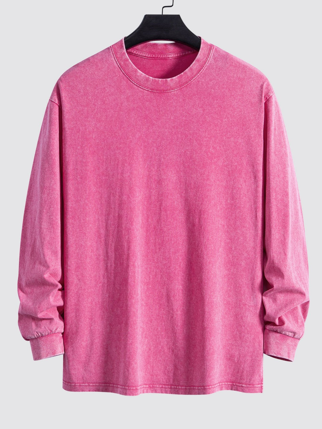 Relax Fit Lange Mouw Gewassen Versleten T-Shirt