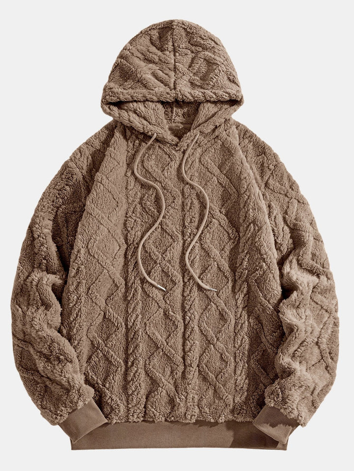 Geometric Jacquard Teddy Fleece Hoodie