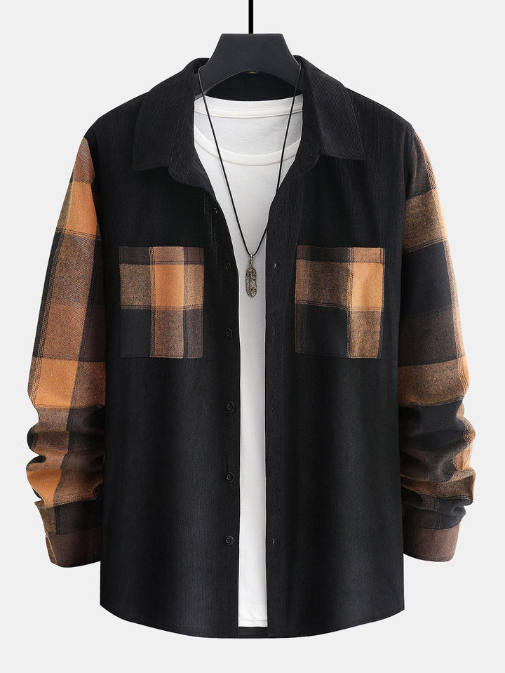 Geruite Corduroy Paneel Shirt