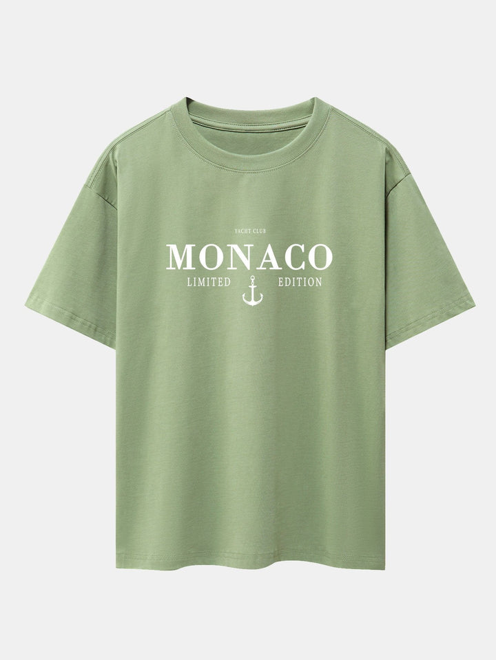 Monaco Slogan Print Drop Shoulder Oversize T-Shirt