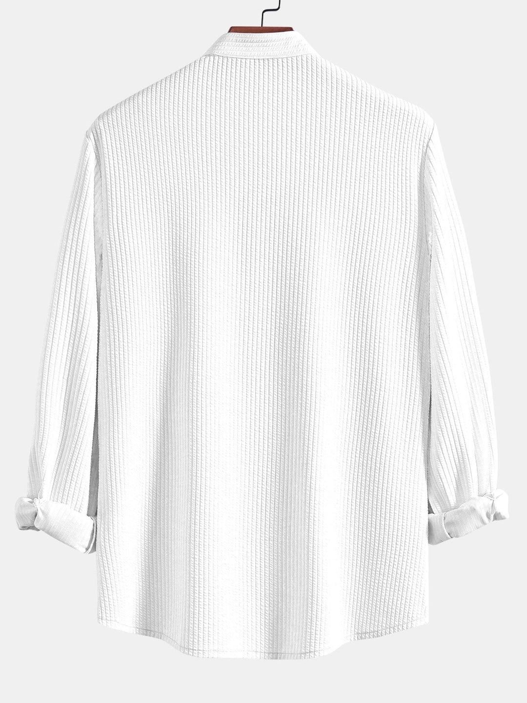 Langemouw Muscle Fit Geribbelde Staande Kraag Shirt