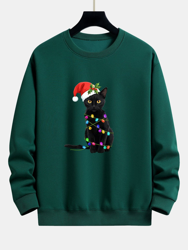 Kerstverlichting Kat Print Relax Fit Sweatshirt