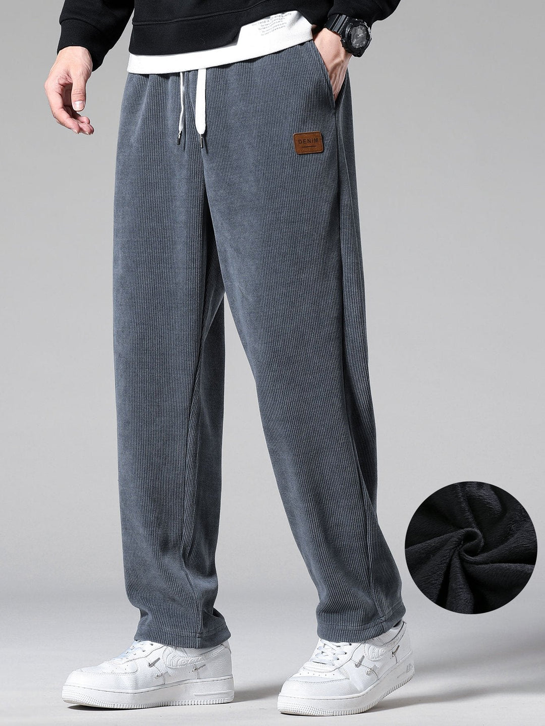 Polar Fleece Lined Straight Corduroy Pants