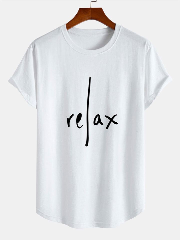 Relax Print Katoen Boog Hem T-Shirt
