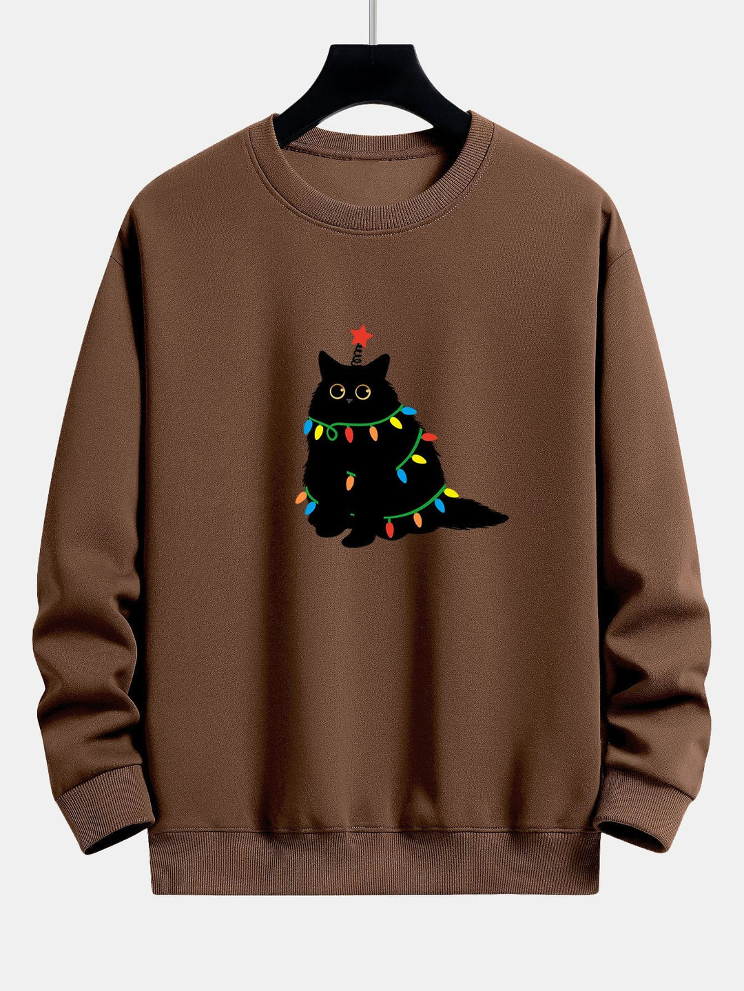 Kleurrijke Licht Zwarte Kat Print Relax Fit Sweatshirt