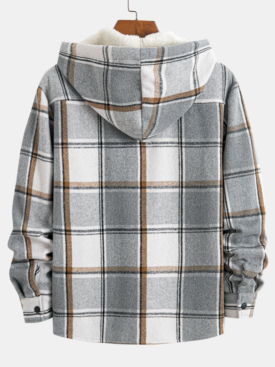 Fleece-Lined Plaid Hoodie Overshirt