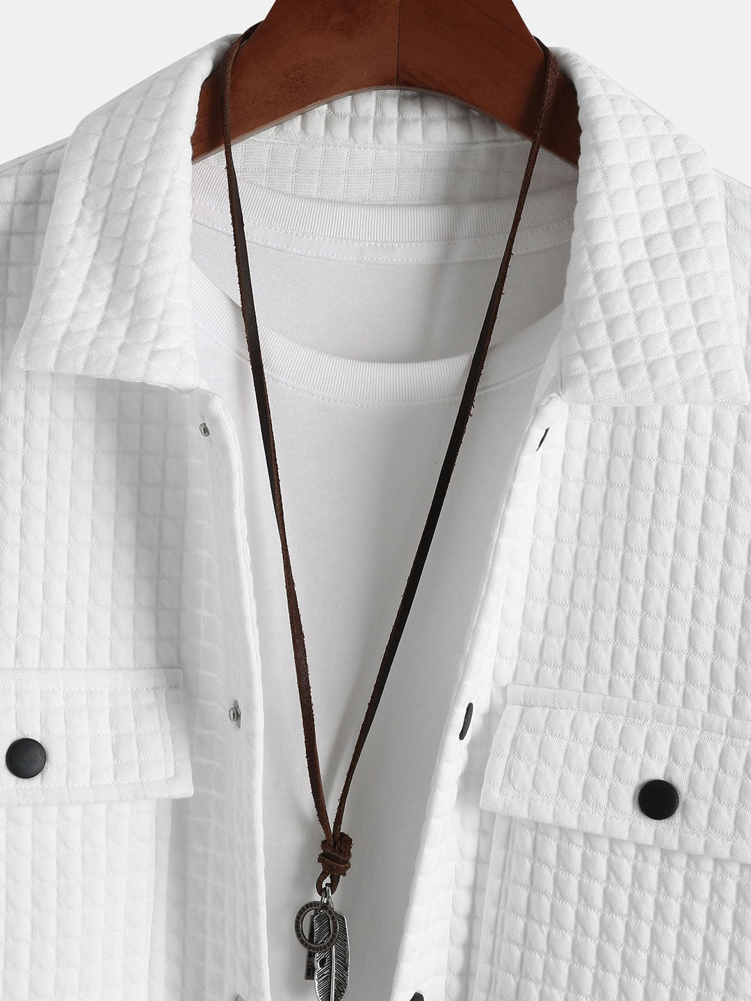 Gequilt Wafel Jacquard Overhemd