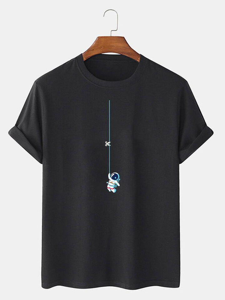 Astronaut Aan Een Touw Print T-Shirt