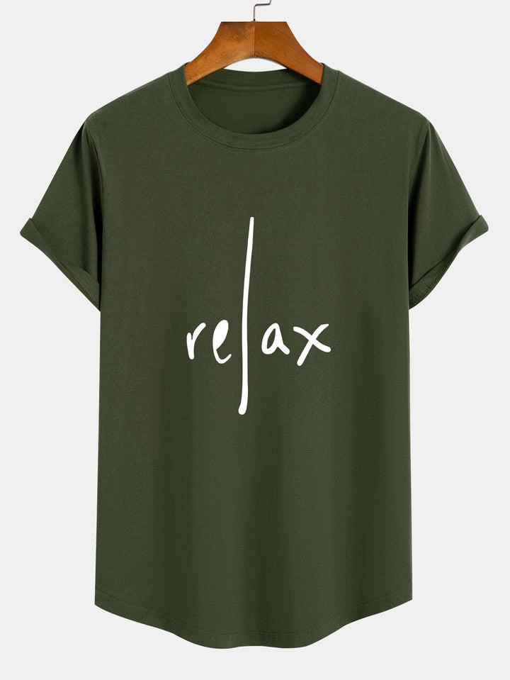 Relax Print Katoen Boog Hem T-Shirt