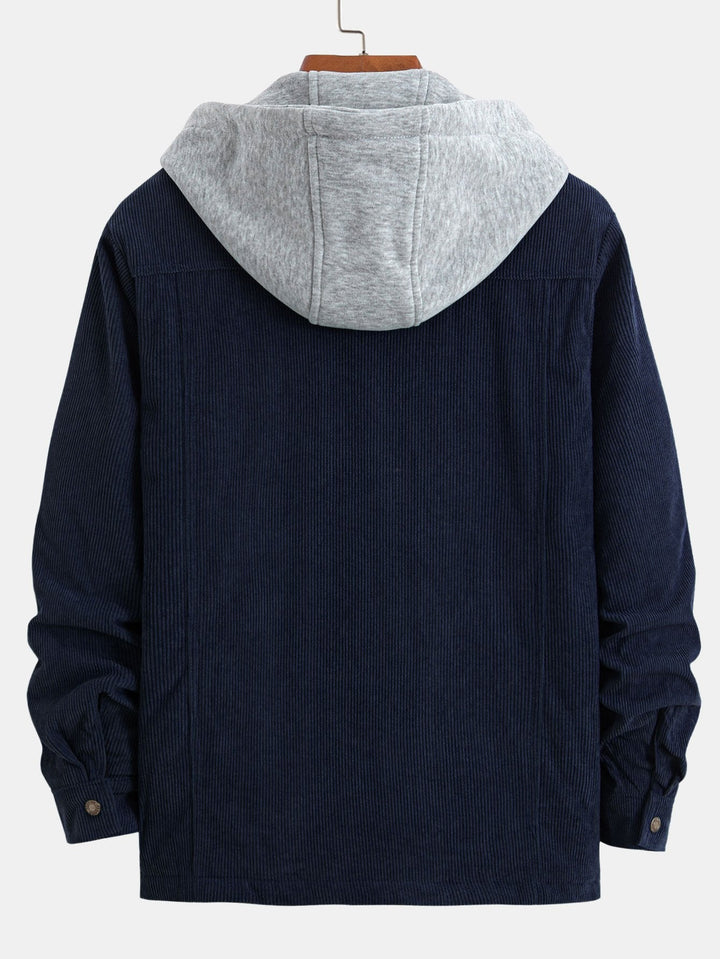 Gevoerde Corduroy Gewatteerde Jas met Kap