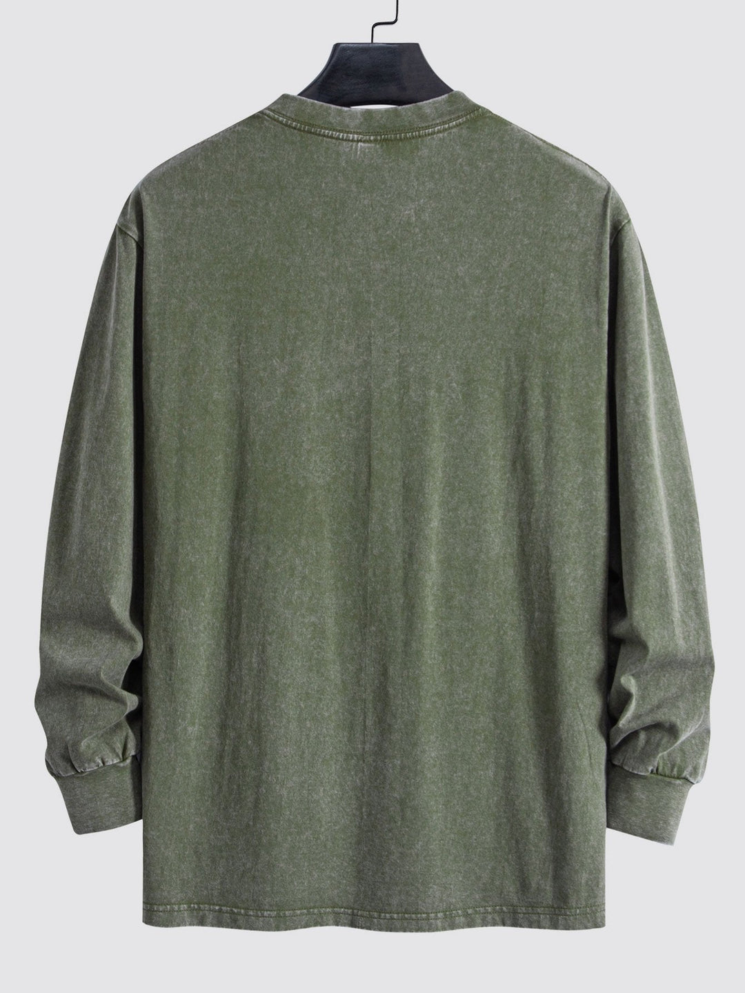 Relax Fit Lange Mouw Gewassen Versleten T-Shirt