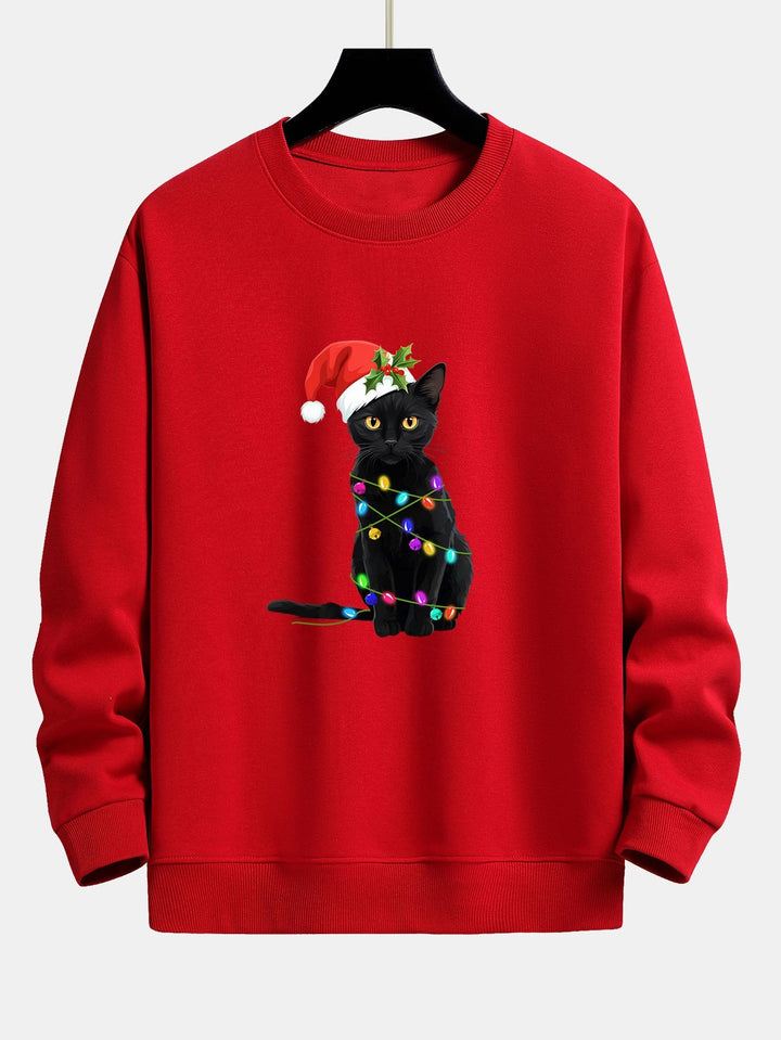 Kerstverlichting Kat Print Relax Fit Sweatshirt