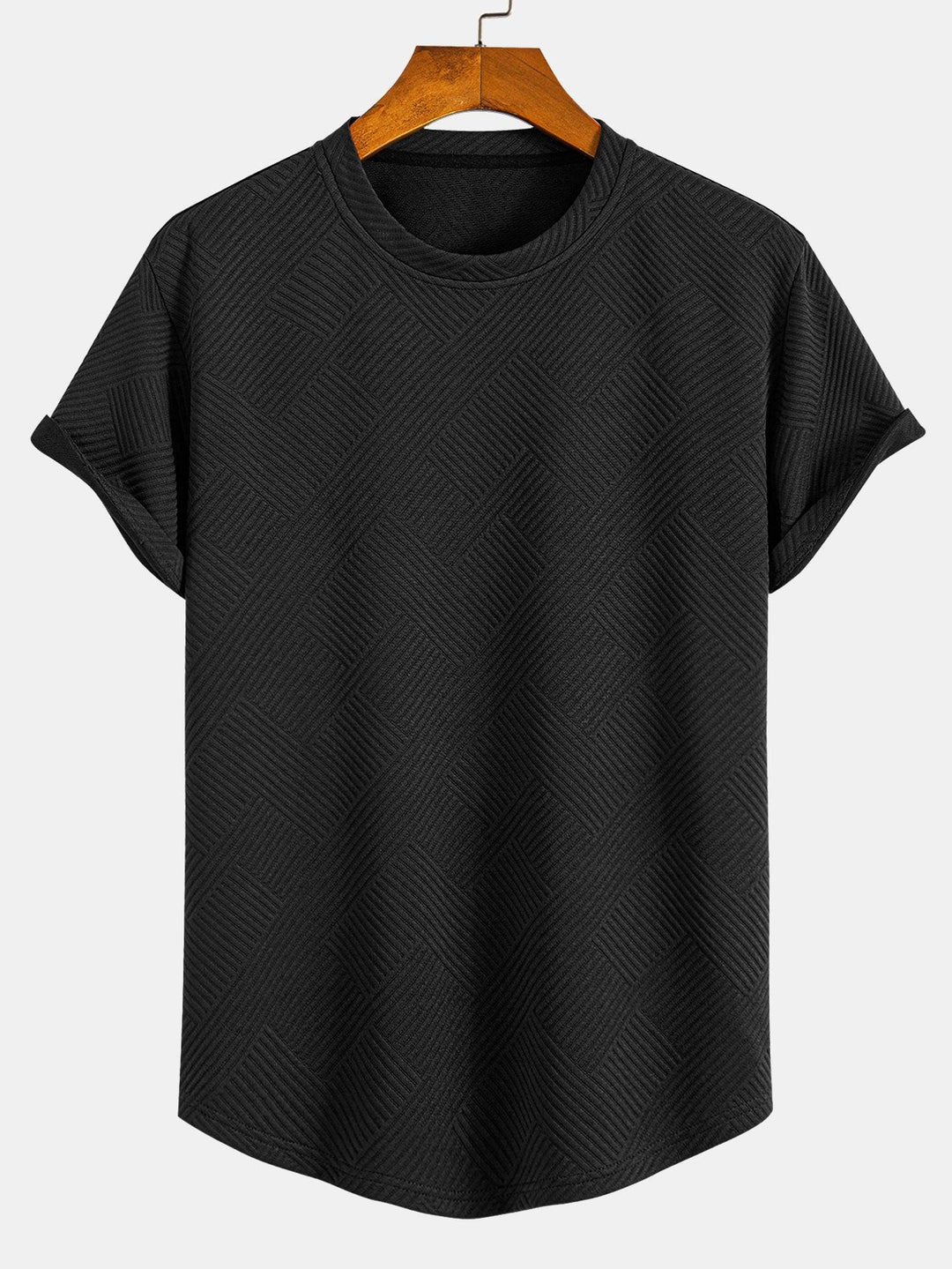 Korte Mouwen Streep Jacquard Boog Hem T-Shirt