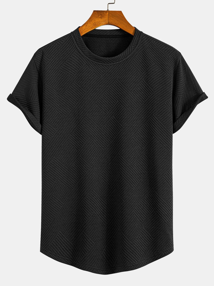 Korte Mouwen Streep Jacquard Boog Hem T-Shirt