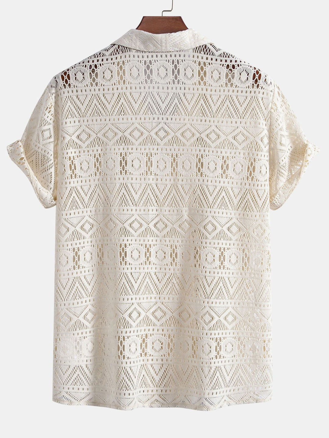 Korte Mouwen Geometrisch Textuur Cuban Shirt