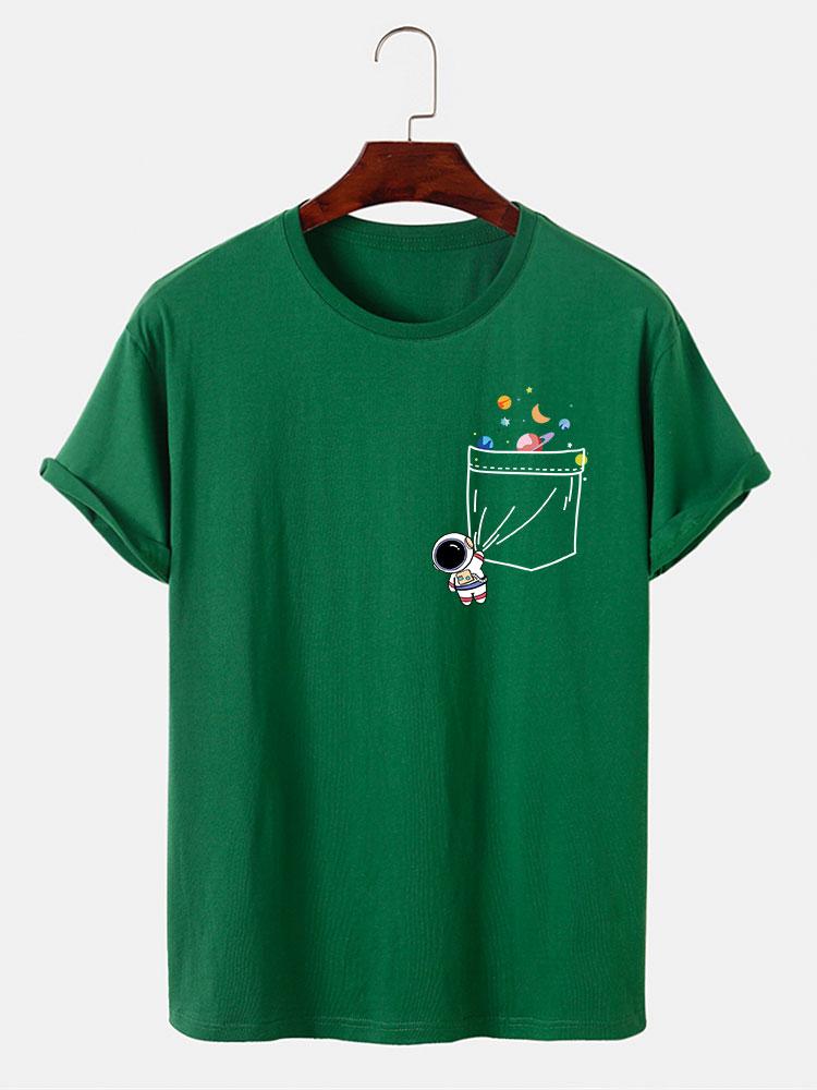 Astronaut Ruimte Pocket Print T-Shirt