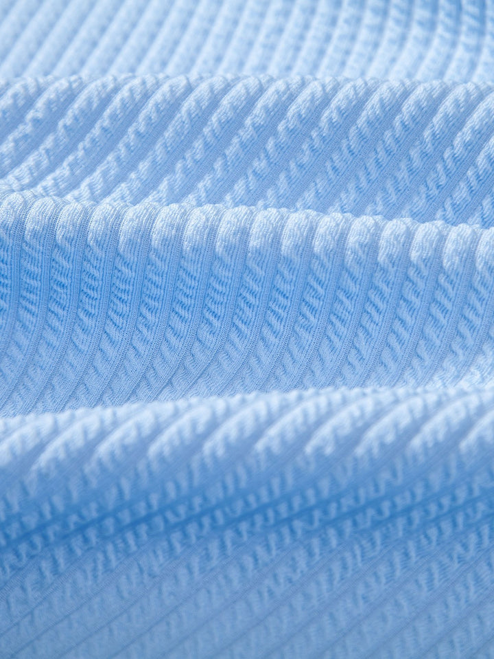 Muscle Fit Geribbelde Overhemd met Knopen