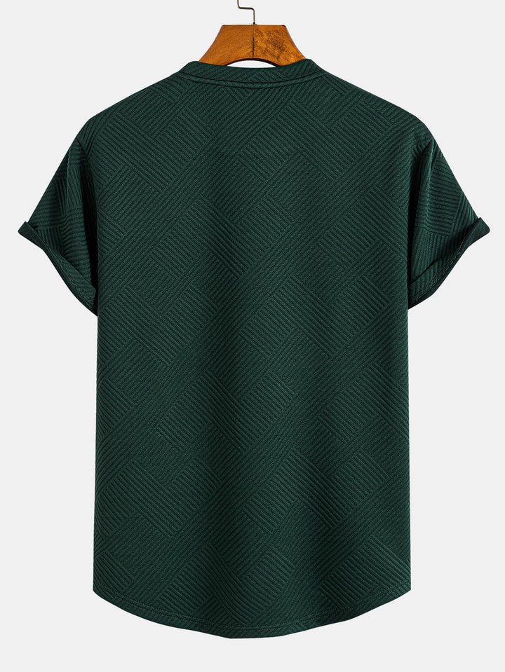 Korte Mouwen Streep Jacquard Boog Hem T-Shirt