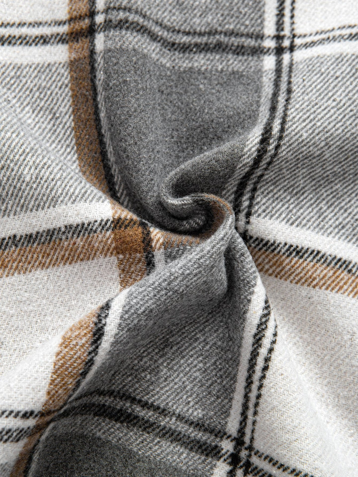 Relax Fit Contrast Corduroy Geruite Hoodie Shirt