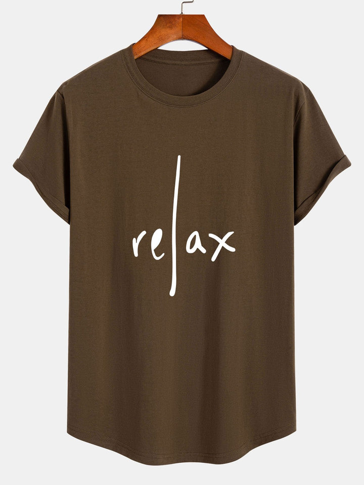Relax Print Katoen Boog Hem T-Shirt