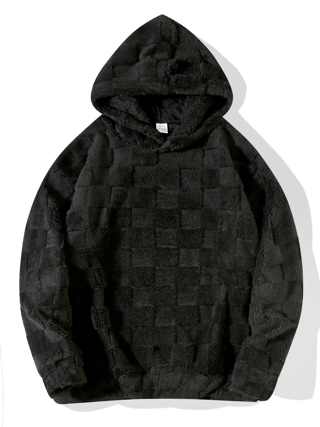 Relaxed Fit Checkerboard Teddy Hoodie