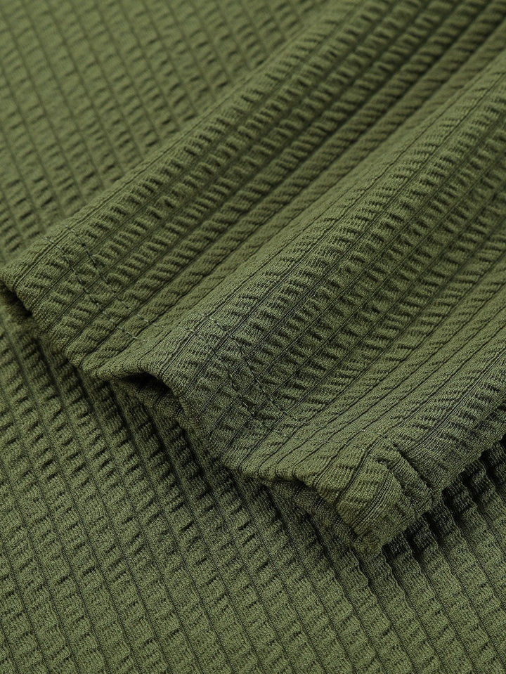 Langsleeve Muscle Fit Geribbelde Boog Hem Hoodie T-Shirt