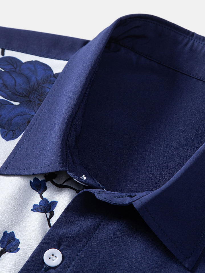 Bloemige Patchwork Print Overhemd met Knopen