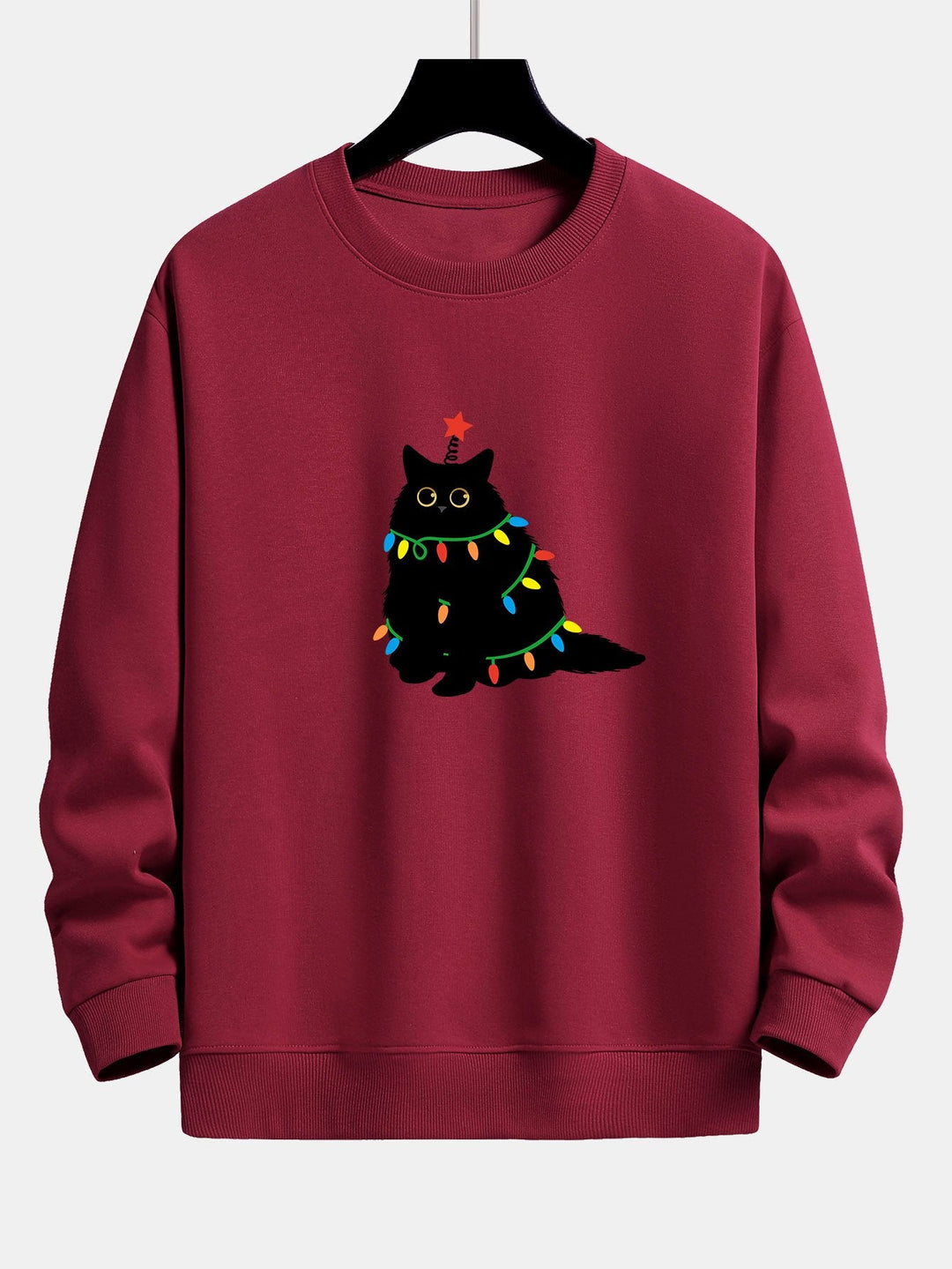 Kleurrijke Licht Zwarte Kat Print Relax Fit Sweatshirt