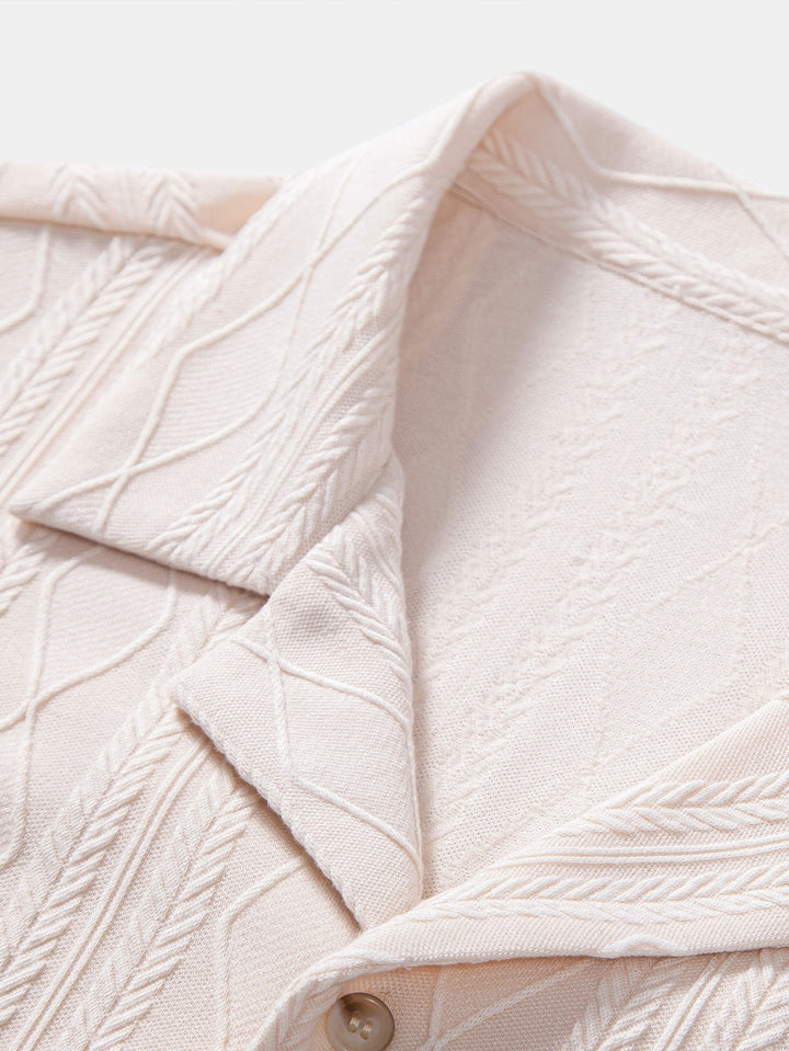 Gebreide Geometrische Ruit Jacquard Cubaanse Shirt