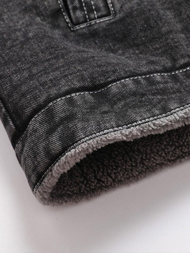 Teddy Gevoerde Gewassen Denim Jas