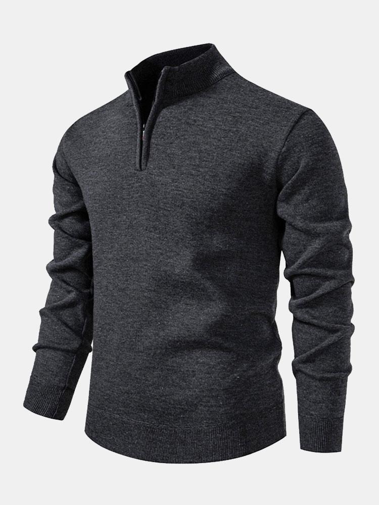 Relax Fit Zip Up Neck Sweater