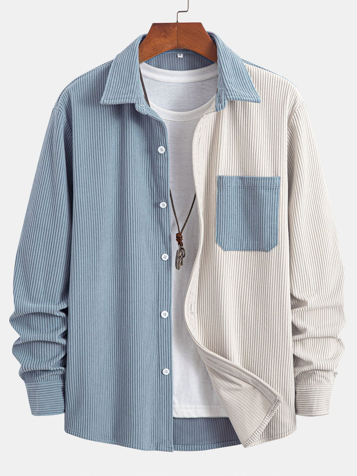 Twee Kleurige Corduroy Overhemd met Knopen