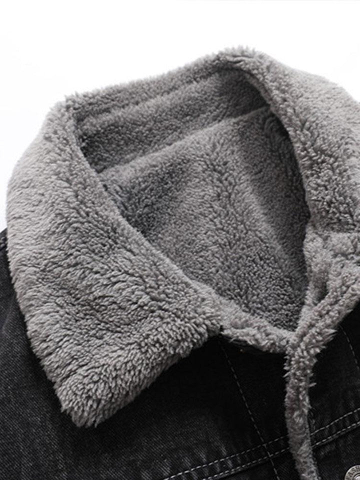 Teddy Gevoerde Gewassen Denim Jas