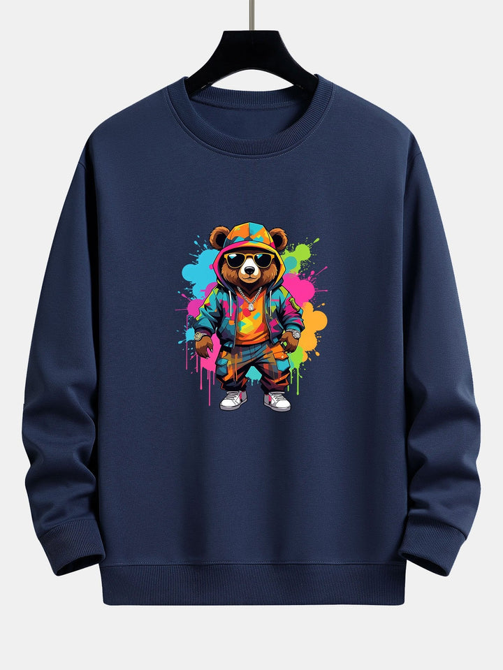 Splash Kleurrijke Beer Print Relax Fit Sweatshirt