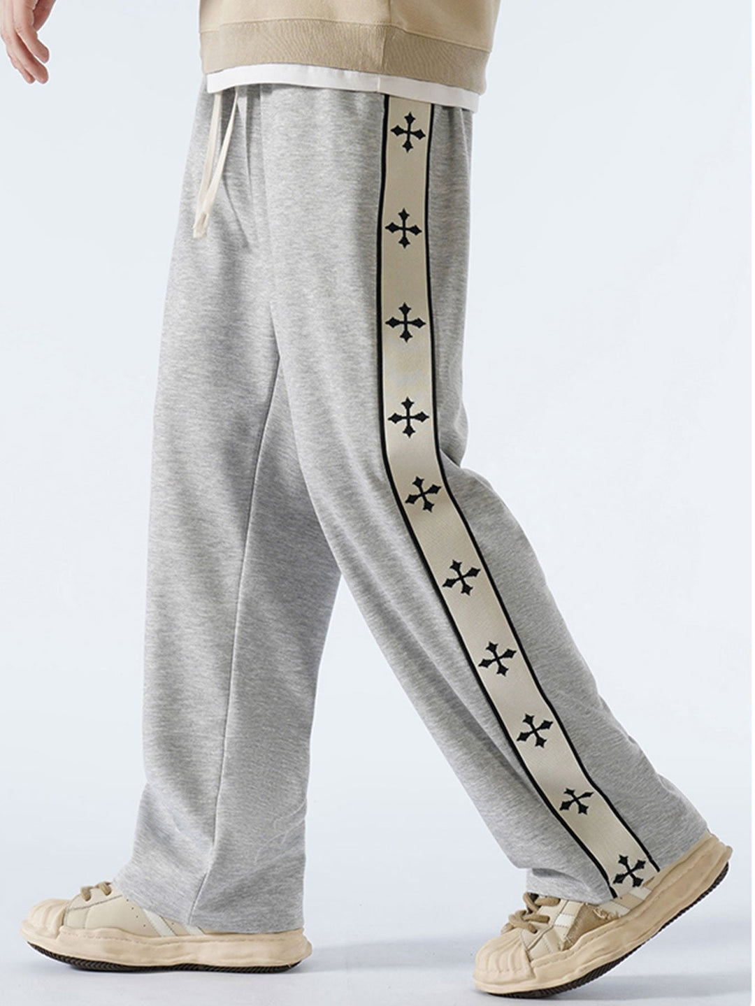 Relax Fit Cross Side Stripe Straight Leg Broek