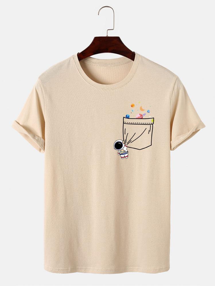 Astronaut Ruimte Pocket Print T-Shirt