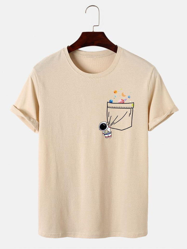 Astronaut Ruimte Pocket Print T-Shirt
