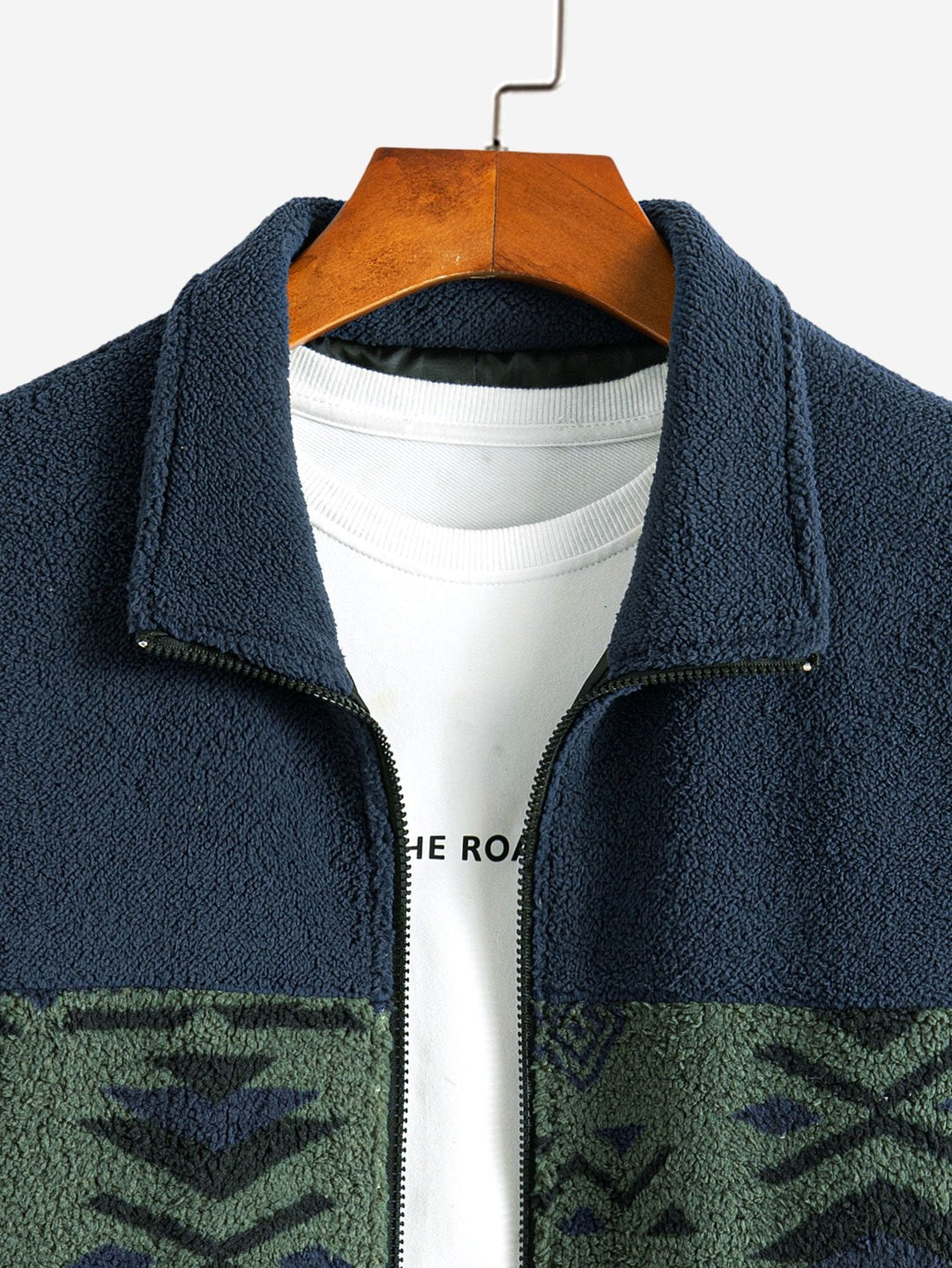 Azteekse Print Patchwork Teddy Fleece Jas