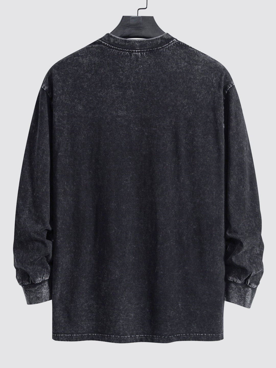 Relax Fit Lange Mouw Gewassen Versleten T-Shirt