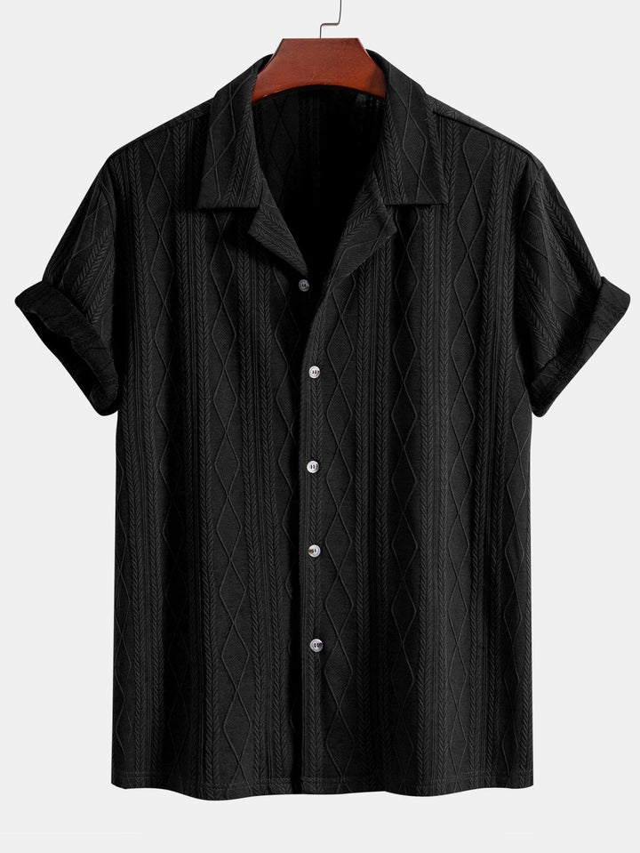 Gebreide Geometrische Ruit Jacquard Cubaanse Shirt