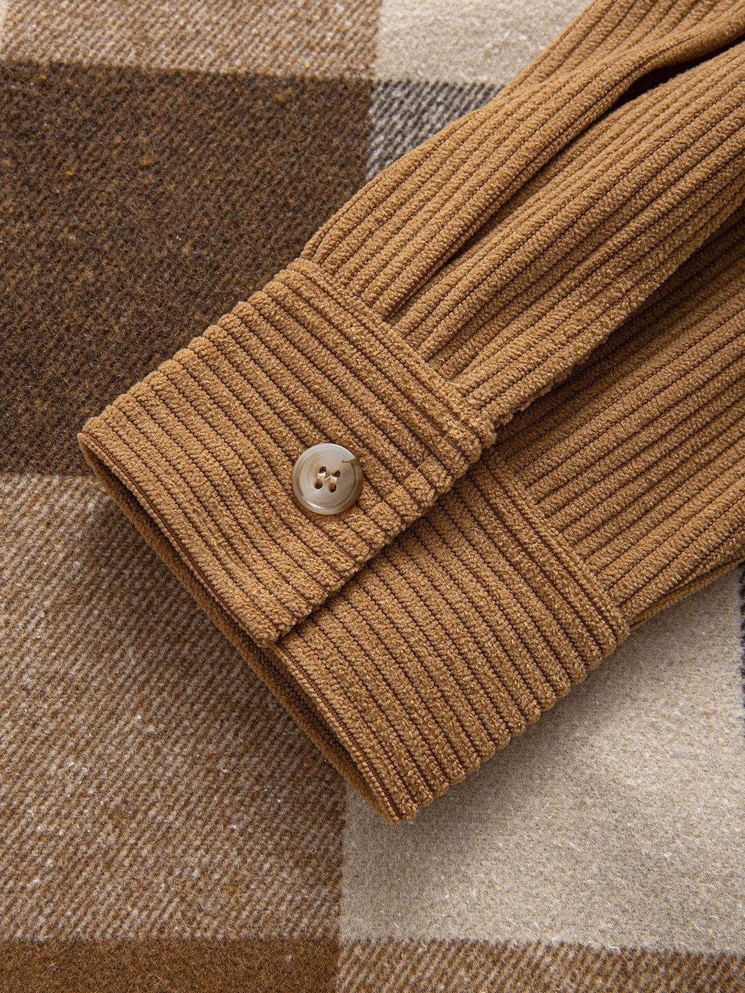 Relax Fit Corduroy Ruit Patchwork Shirt