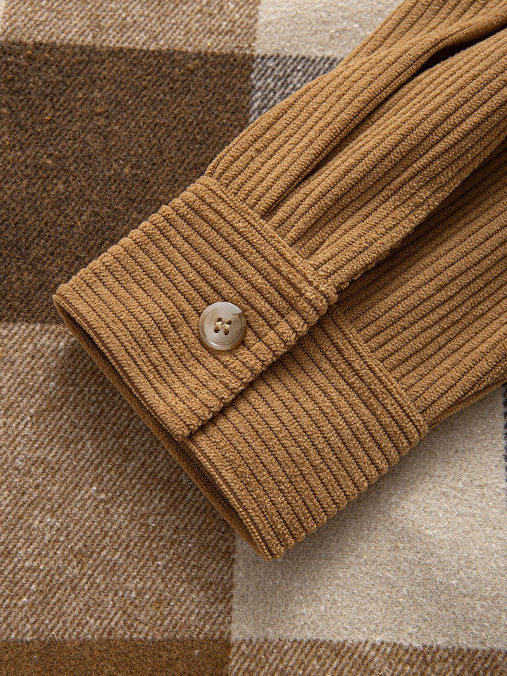 Relax Fit Corduroy Ruit Patchwork Shirt