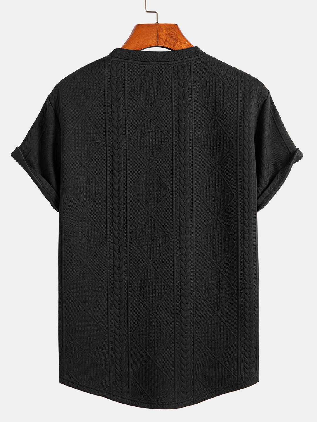 Korte Mouw Geometrisch Jacquard Boog Hem T-Shirt