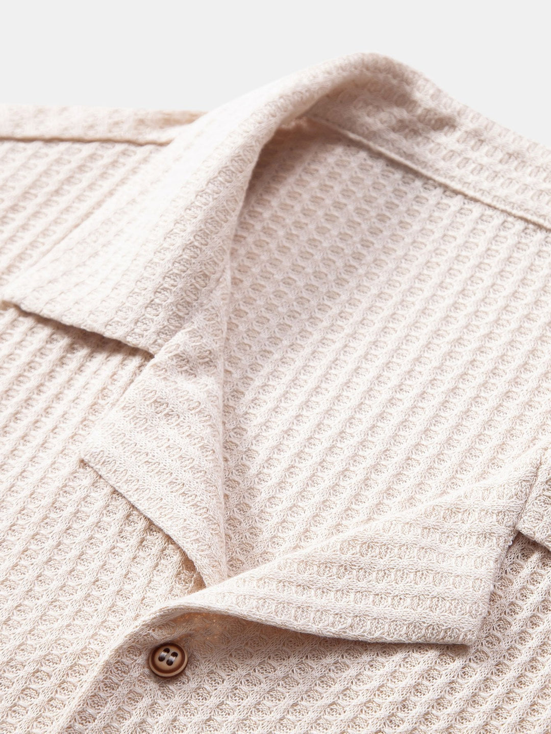 Korte Mouwen Gebreide Wafel Cubaanse Shirt & Rechte Linnen Broek