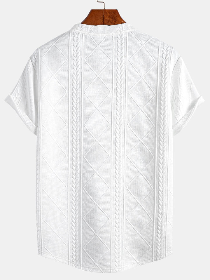 Korte Mouw Geometrisch Jacquard Boog Hem T-Shirt