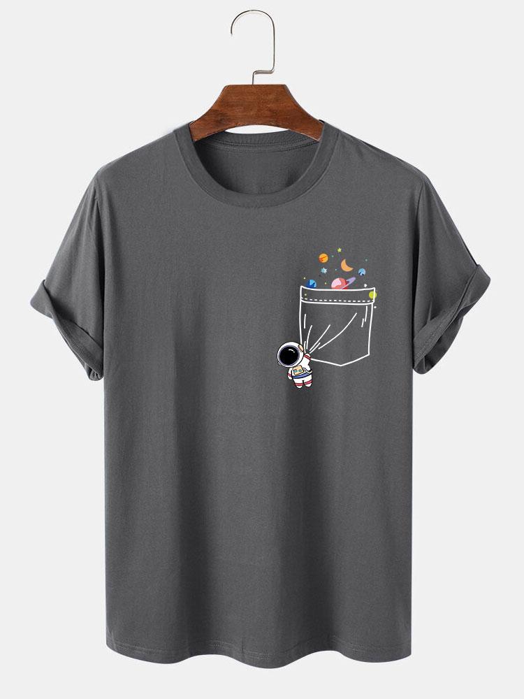 Astronaut Ruimte Pocket Print T-Shirt