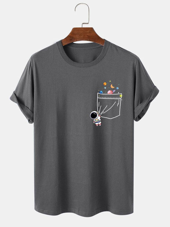 Astronaut Ruimte Pocket Print T-Shirt